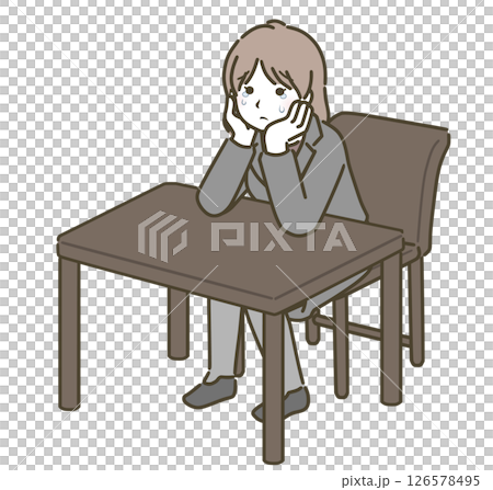 椅子に座って呆然とする若い女性（スーツ） 126578495