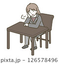 椅子に座ってため息をつく若い女性（スーツ） 126578496