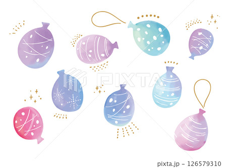 水彩の可愛い水風船のイラスト素材セット 126579310