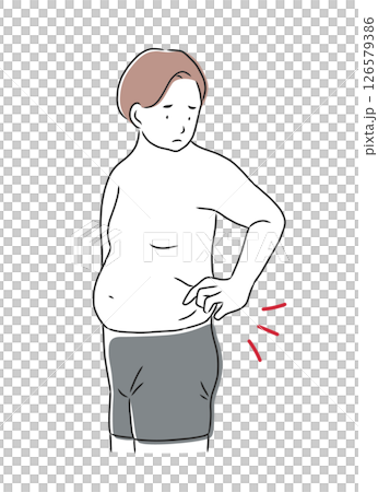 擔心腹部脂肪的男士的插圖素材 126579386