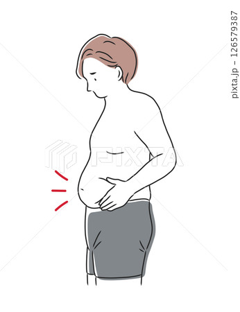 お腹の贅肉が気になる男性のイラスト素材 お腹の贅肉が気になる男性のイラスト素材 126579387