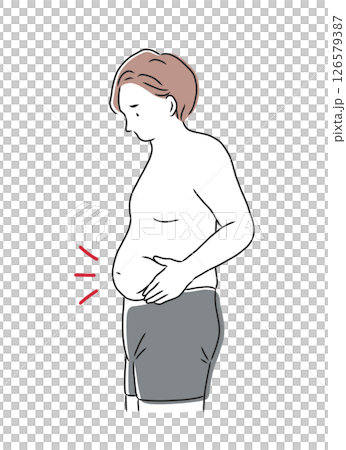 擔心腹部脂肪的男士的插圖素材 擔心腹部脂肪的男士的插圖素材 126579387