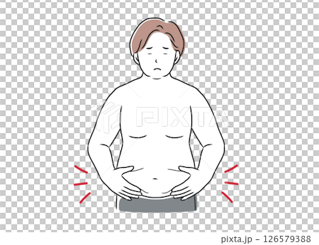 擔心腹部脂肪的男士的插圖素材 擔心腹部脂肪的男士的插圖素材 126579388