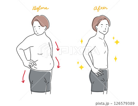 男性の身体の比較イラストセット 126579389