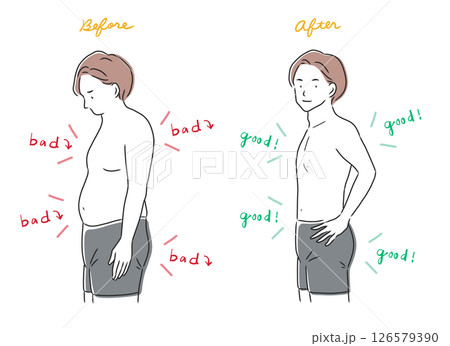 男性の身体の比較イラストセット 126579390