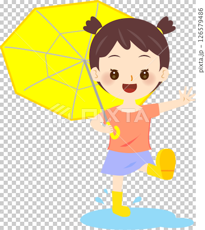 雨の中はしゃぐ女の子 126579486