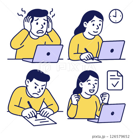 Stressful moments of work productivity time management emotions success frustration focus 126579652