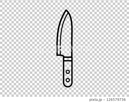 簡單的線條畫刀插圖易於在白色背景上使用 |刀具、廚房用具、廚房 126579736