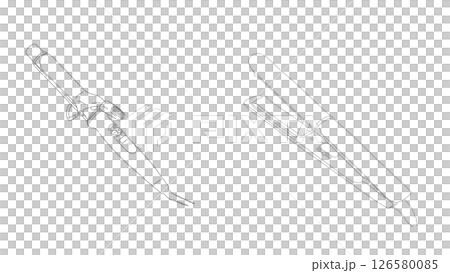 Line drawing illustration of professional iron and curling iron for barber and beauty salon Line drawing illustration of professional iron and curling iron for barber and beauty salon 126580085