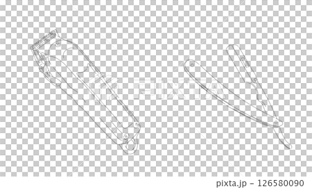 理容室美容室のプロ用のバリカンとカミソリの線画イラスト 126580090