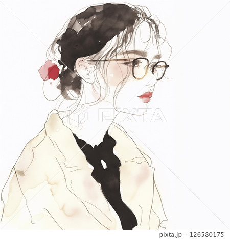 若い女性のラフスケッチ 126580175