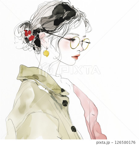 若い女性のラフスケッチ 126580176