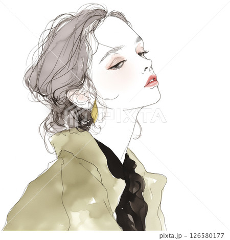 若い女性のラフスケッチ 126580177