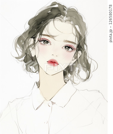 若い女性のラフスケッチ 126580178