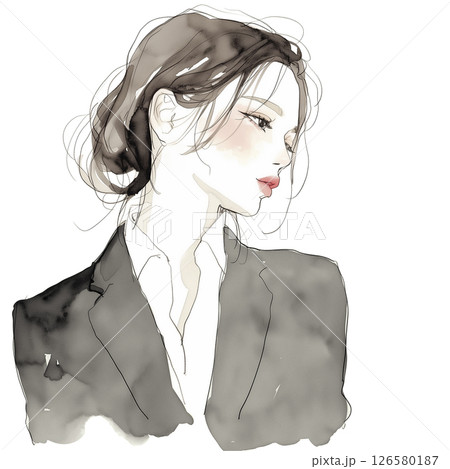 若い女性のラフスケッチ 126580187