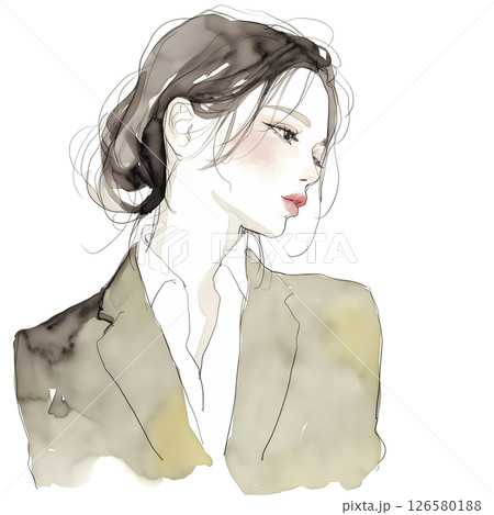 若い女性のラフスケッチ 126580188