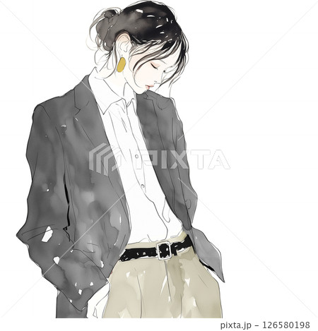 若い女性のラフスケッチ 126580198