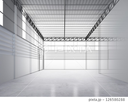 3d rendering of interior warehouse 126580288