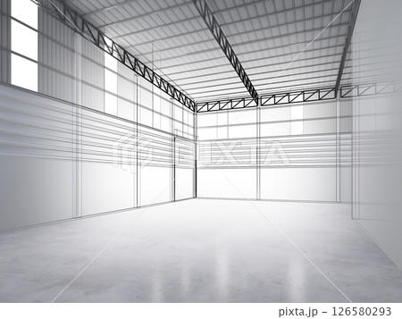 3d rendering of interior warehouse 3d rendering of interior warehouse 126580293