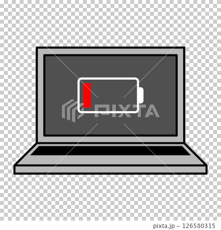 バッテリーの残量が無いノートパソコン バッテリーの残量が無いノートパソコン 126580315