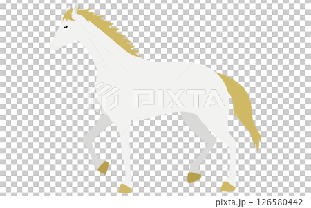 Simple vector illustration of a walking white horse 126580442