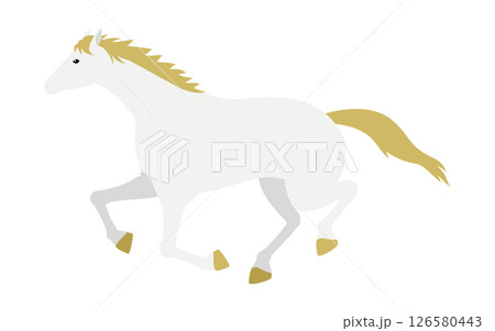 走る白馬のシンプルなベクターイラスト 126580443