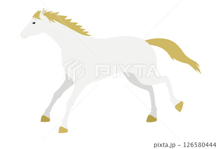 走る白馬のシンプルなベクターイラスト 走る白馬のシンプルなベクターイラスト 126580444