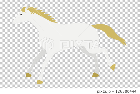 走る白馬のシンプルなベクターイラスト 走る白馬のシンプルなベクターイラスト 126580444