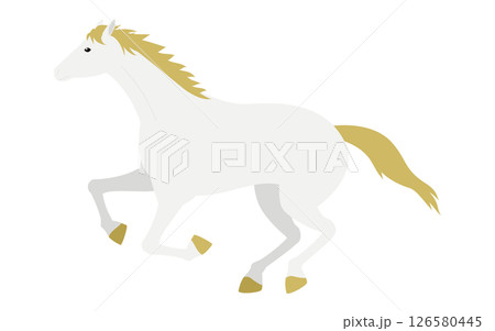 走る白馬のシンプルなベクターイラスト 126580445