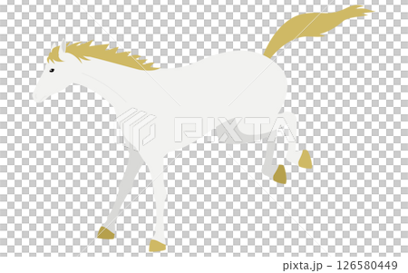 Simple vector illustration of a white horse jumping and landing 126580449