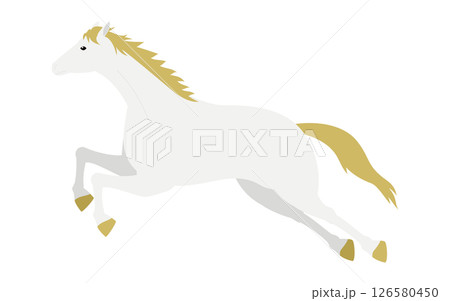 ジャンプする白馬のシンプルなベクターイラスト 126580450