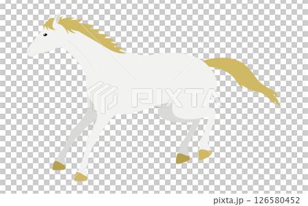 走る白馬のシンプルなベクターイラスト 走る白馬のシンプルなベクターイラスト 126580452