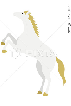 立ち上がる白馬のシンプルなベクターイラスト 立ち上がる白馬のシンプルなベクターイラスト 126580453