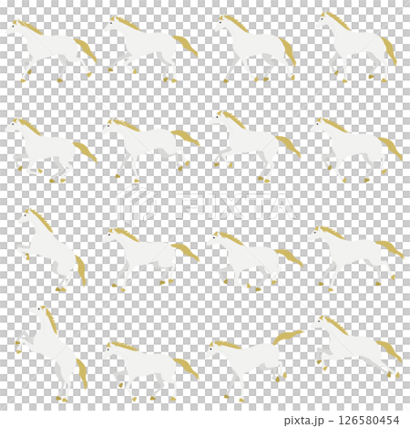 Simple vector illustration set of a running white horse 126580454