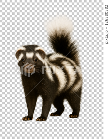 Full body photo of a striped skunk 126580582
