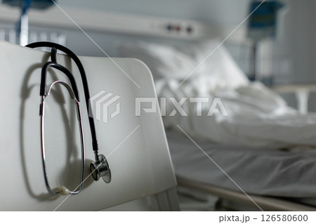 A stethoscope is essential in hospitals for various healthcare procedures and monitoring 126580600