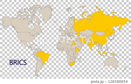World map and BRICS member states as of May 2025, Atlantic Ocean 126580854