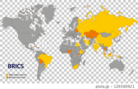 World map and BRICS countries, current member and partner countries as of May 2025, Atlantic Ocean World map and BRICS countries, current member and partner countries as of May 2025, Atlantic Ocean 126580921