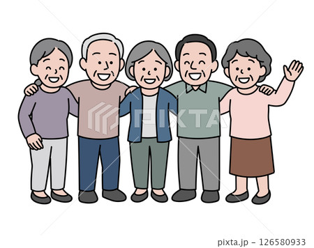 シニア肩組み笑顔集合 シニア肩組み笑顔集合 126580933