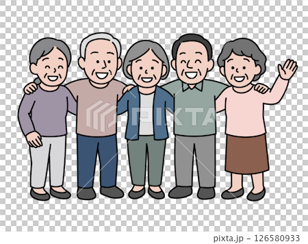 シニア肩組み笑顔集合 シニア肩組み笑顔集合 126580933