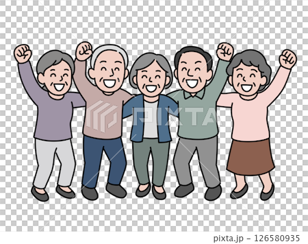 シニア肩組み達成喜び シニア肩組み達成喜び 126580935