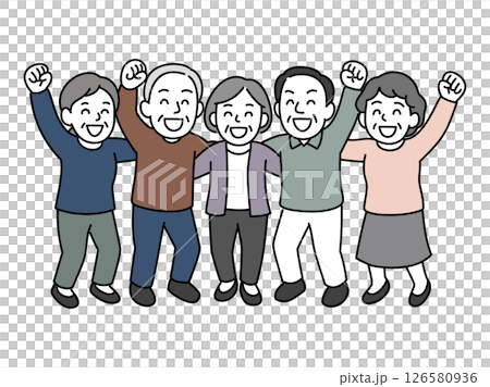 老年人肩並肩成就喜悅 126580936