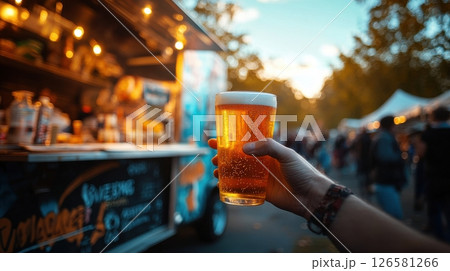 Celebrating craft beer at a vibrant festival outdoor event food truck community gathering evening local culture Celebrating craft beer at a vibrant festival outdoor event food truck community gathering evening local culture 126581266