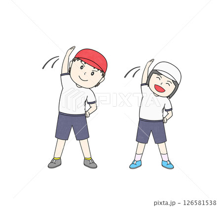 体操をする子供たちのイラスト 体操をする子供たちのイラスト 126581538