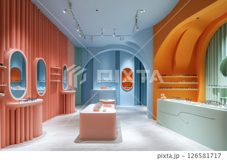 Vibrant retail showcase modern boutique interior design urban environment stylish viewpoint contemporary concept for eyewear 126581717