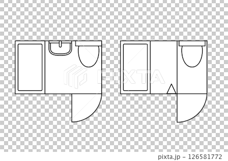 整體浴室和帶有獨立浴室和衛生間的房間的插圖 整體浴室和帶有獨立浴室和衛生間的房間的插圖 126581772