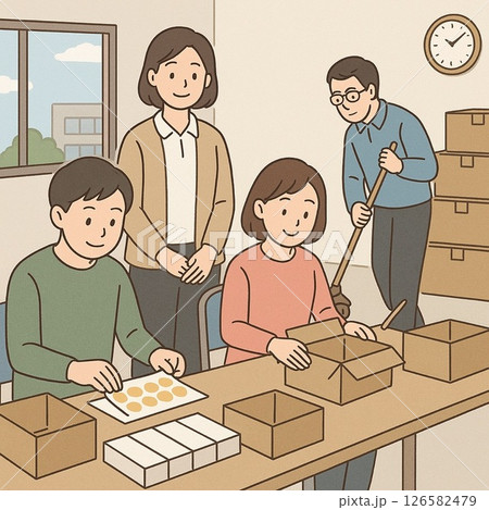 就労支援事業所で軽作業をしている利用者 126582479