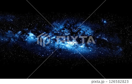 Azure Nebula and Starfield Panorama Against the Void of Space 126582823