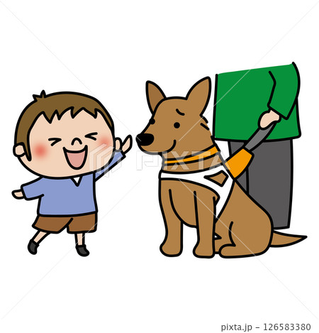 触られるのを嫌がる立ち耳の盲導犬 触られるのを嫌がる立ち耳の盲導犬 126583380