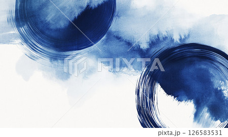 青の水彩画　丸テクスチャー背景イラスト　Generative AI 126583531